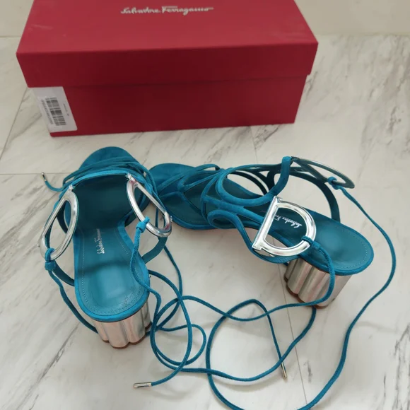 Salvatore Ferragamo Blue Strappy Sandals - Picture 6 of 9